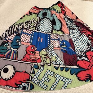 Sesame Street Elmo Muppets Pop Art Colorful Pleated Midi Skirt Teacher